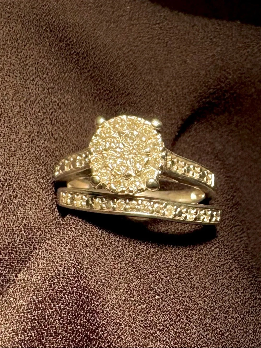 Diamond Pave Halo Bridal Ring Set